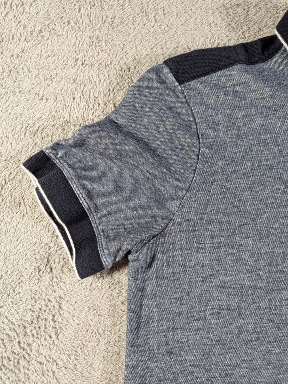 Armani Exchange Men's Medium Navy Blue Textured Stretch Polo Shirt A|X - Picture 9 of 11